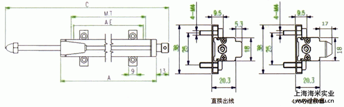 KTR-B內(nèi)置彈簧回彈式電子尺安裝尺寸圖