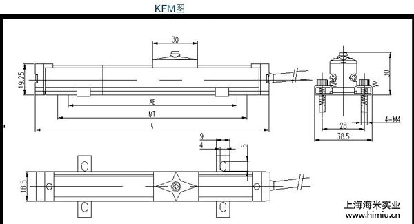 KFM微型滑塊式電子尺安裝尺寸圖